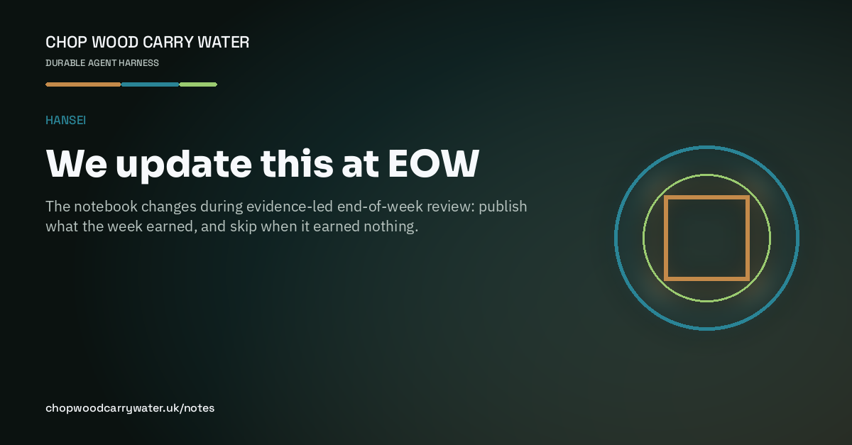 Illustrated title card for We update this at EOW