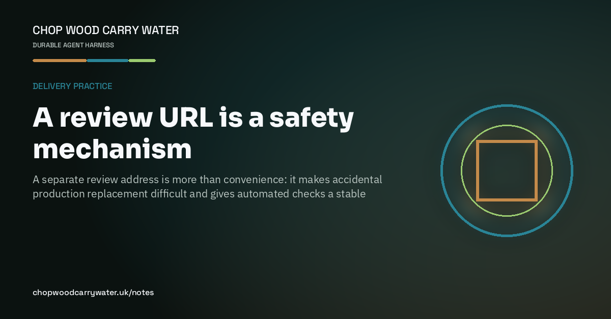 Illustrated title card for A review URL is a safety mechanism